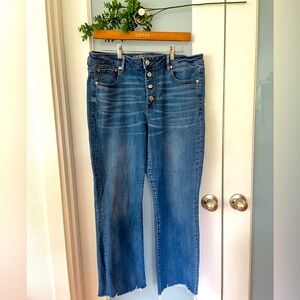 American Eagle Outfitters Size 16 Hi-Rise Crop Flare Super Stretch Raw Hem